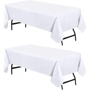 Utopia Kitchen Rectangle Table Cloth 2 Pack [60x102 Inches, White] Tablecloth Machine Washable Fabric Polyester Table Cover for Dining, Buffet Parties, Picnic, Events, Weddings and Restaurants