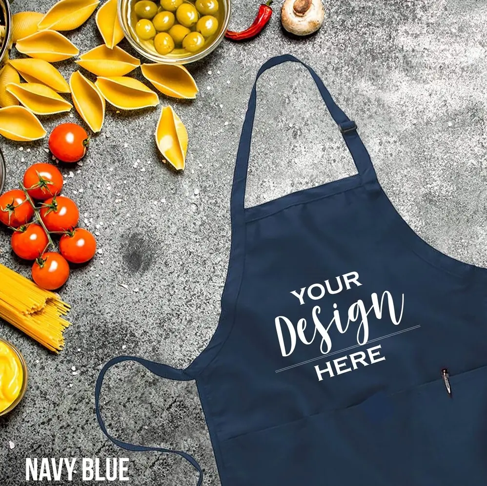 Personalized Logo Apron With Pockets, Custom Text Logo Apron, Custom Print Apron, Custom Kitchen Apron Women and Men, Chef Gift, Artist Apron