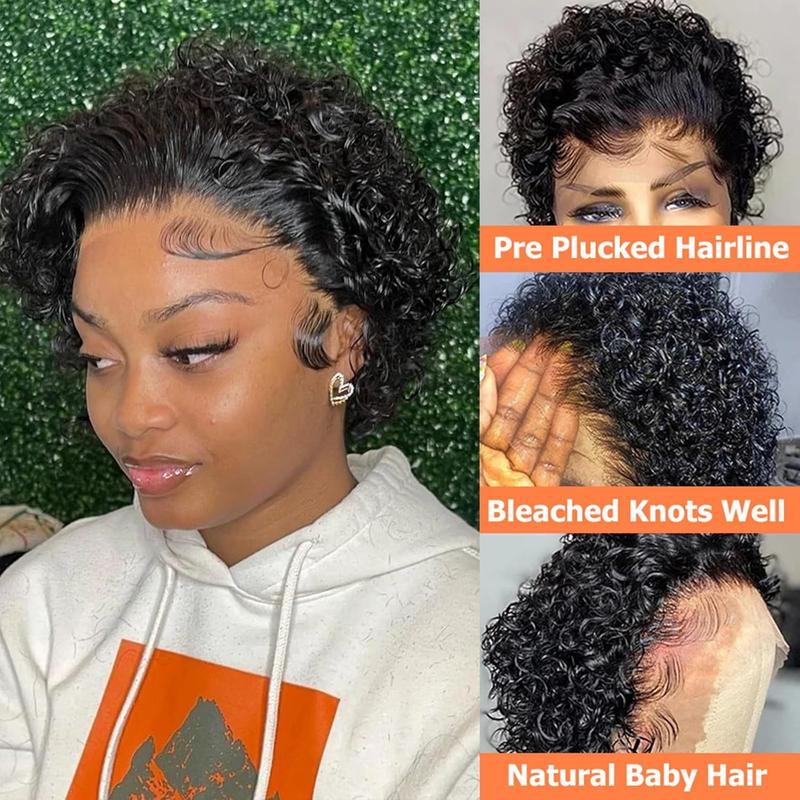 Loyom Pixie Cut Wig 6-inch Short Curly Human Hair Wig with Free Parting Brazilian Remy Hair Natural Hairline for Women Smooth Soft Versatile Durable Washable Dyeable