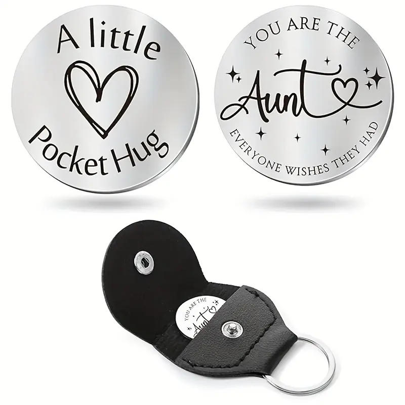 Aunt Gift Personalized Portable Authentic Keychain, Pocket Hug Token with Heart and Aunt Name Tag, Birthday Gift for Aunt From Niece/nephew, 1pc