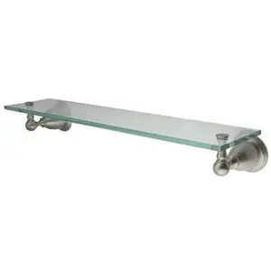 212 MAIN Heritage Brass Glass Wall-Mount Shelf, Satin Nickel Decor with Stylish Design, Ideal for Home Supplies Bathroom Set Component Use