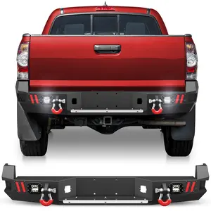 Tacoma 2nd Gen Rear Bumper Full Width for 2005-2015 Toyota Tacoma 2nd Gen, w/Step Plate, Fog Lights, License Plate Lights and D-rings