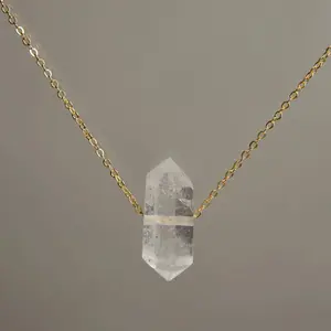 Natural Energy Necklace with Hexagonal Crystal Quartz Crystal