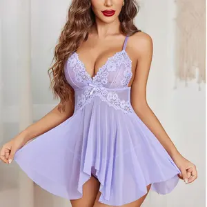 Avidlove Lingerie for Women V-Neck Lace Mesh Chemise Sleepwear