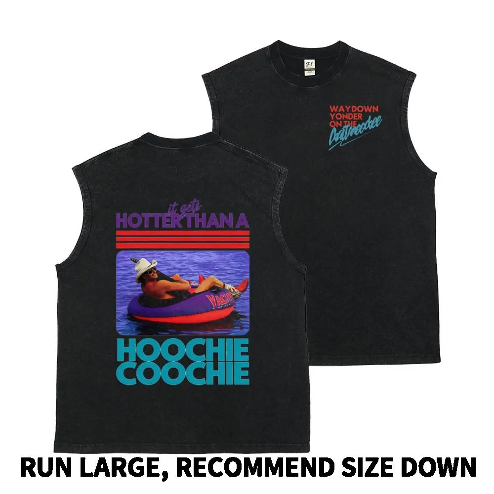 Hotter Than A Hoochie Coochie Funny Retro Country Music Lake Summer Party Pool Float Vibe Humor Graphic Vintage Washed Oversized Cotton Blend Breathable Durable Unisex S-5XL Summer Trendy Streetwear Y2K Fashion Tank Top