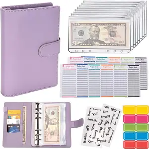 A6 Budget Binder with Cash Envelopes Money Saving Organizer Binder with Zipper Envelopes for Budget Planning, Cash Stuffing, Expense Tracking & Financial Organization, Purple