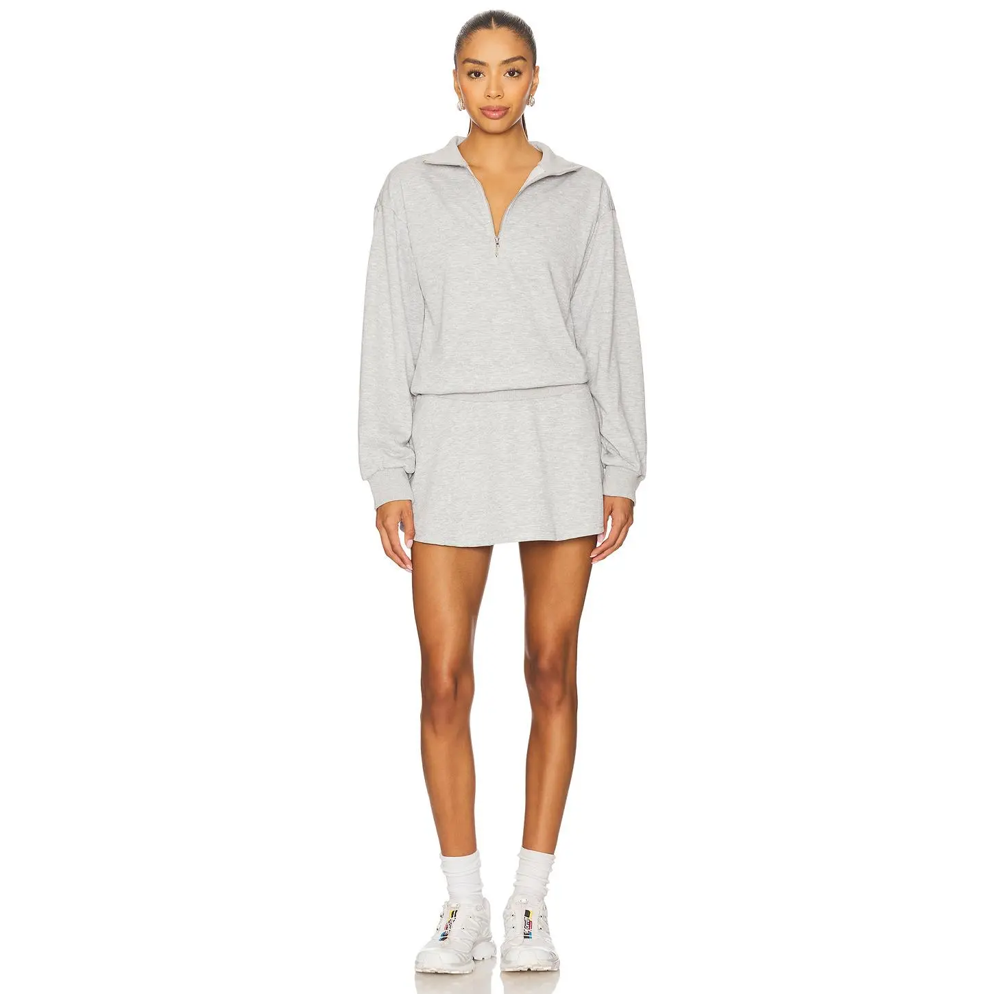 superdown Jenice Quarter Zip Dress in Gray
