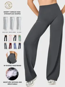 Women High Waist Wide Leg Yoga Pants, Tummy Control Butt Lifting Flare Leggings, Sporty Workout Pants for Gym & Daily Wear, 8 Colors, Active Pants