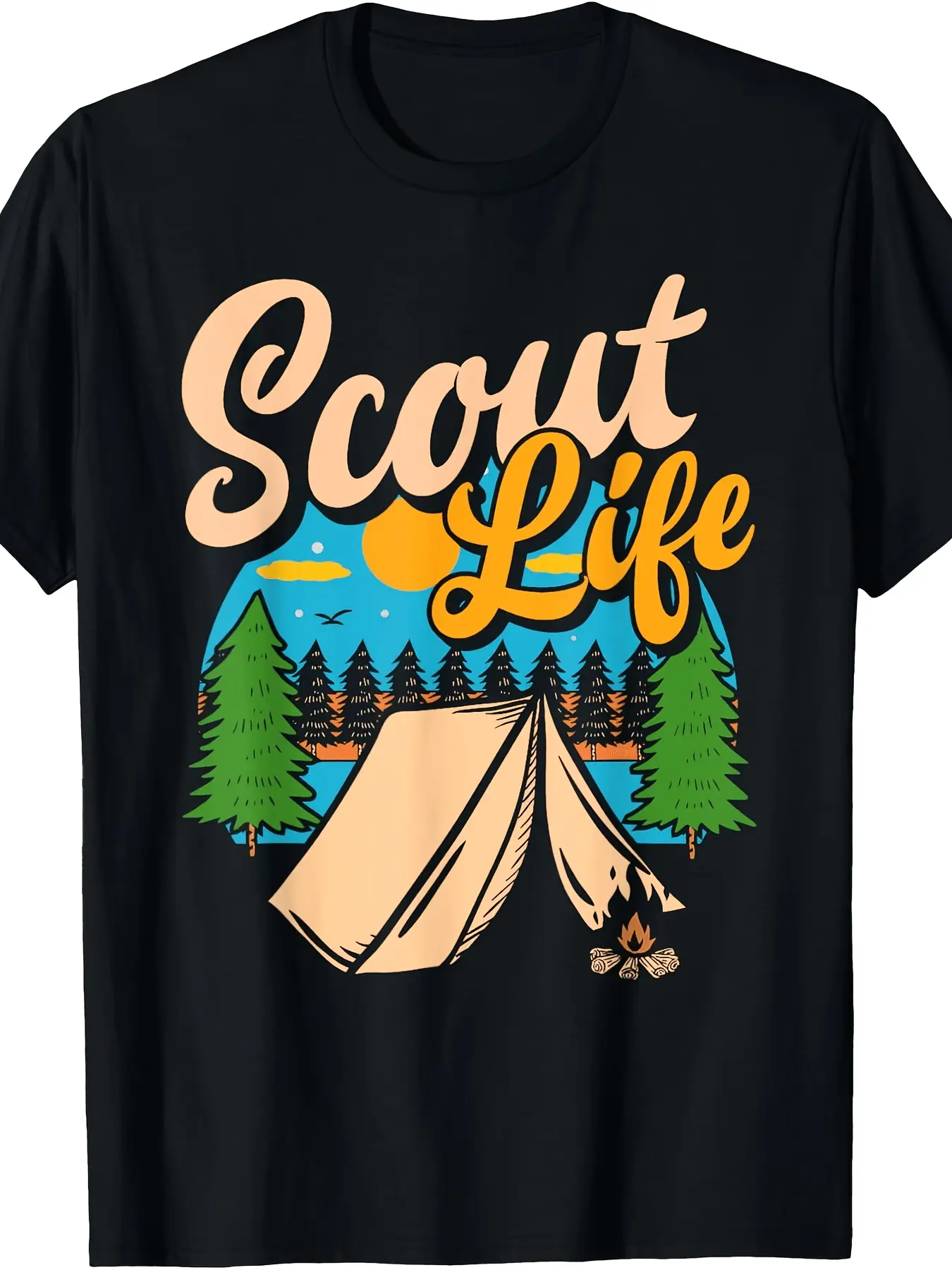 T Shirt Scout Life Funny Scouting Lovers Camping B unisex soft cotton short sleeve t shirt, vintage graphic casual tee for men women teens, perfect birthday holiday gift for camping travel gym daily street  wear