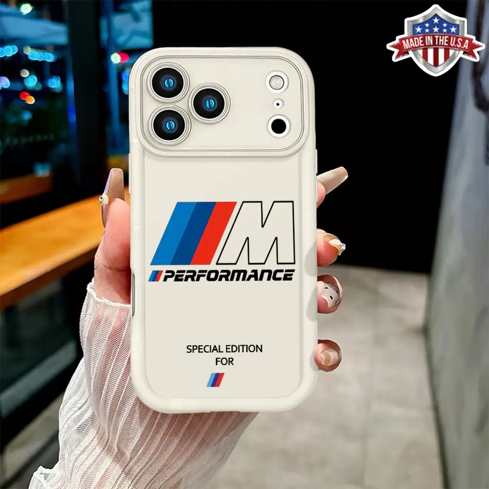 Cool BMW M Performance Logo Pattern Aesthetic Case for iPhone 17 16 15 14 Pro Max 13 12 11 XR XS Plus Air Slim Shockproof Anti Drop Protective Durable TPU Cover