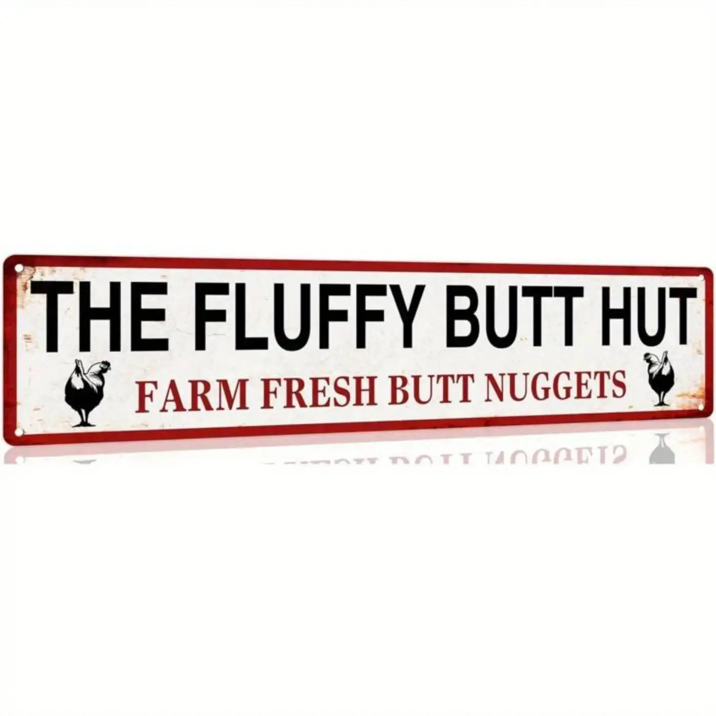 Funny "The Fluffy Coop Hut" Farm Fresh Chicken Sign, 4x16 Inch Rustic Retro Decor for Kitchen & Home, Humorous Coop Plaque for Chicken Lovers
