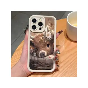 Cute Cow Pattern Phone Case, Anti-Drop Cellphone Protective Case, Total Protective Shockproof Mobile Phone Cover For IPhone