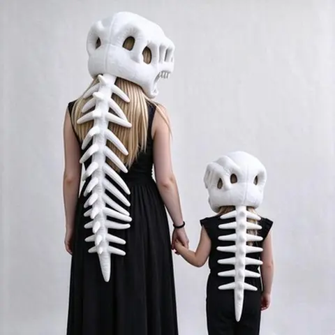 Unisex Cotton Dinosaur Skeleton Animal Hat - 47.24inch, 29.92inch, PP Cotton Shape-Retaining, Parent-Child Cosplay Accessory, Halloween Decoration, Party Props, Animals/Insects/Dinosaurs Themed Dino Lover Gift