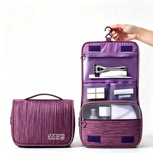2026 recommended product: large-capacity travel makeup bag; single pack portable hanging travel toiletry bag; waterproof zippered makeup pouch suitable for home bathrooms, dorms, offices, and travel; multifunctional makeup bag