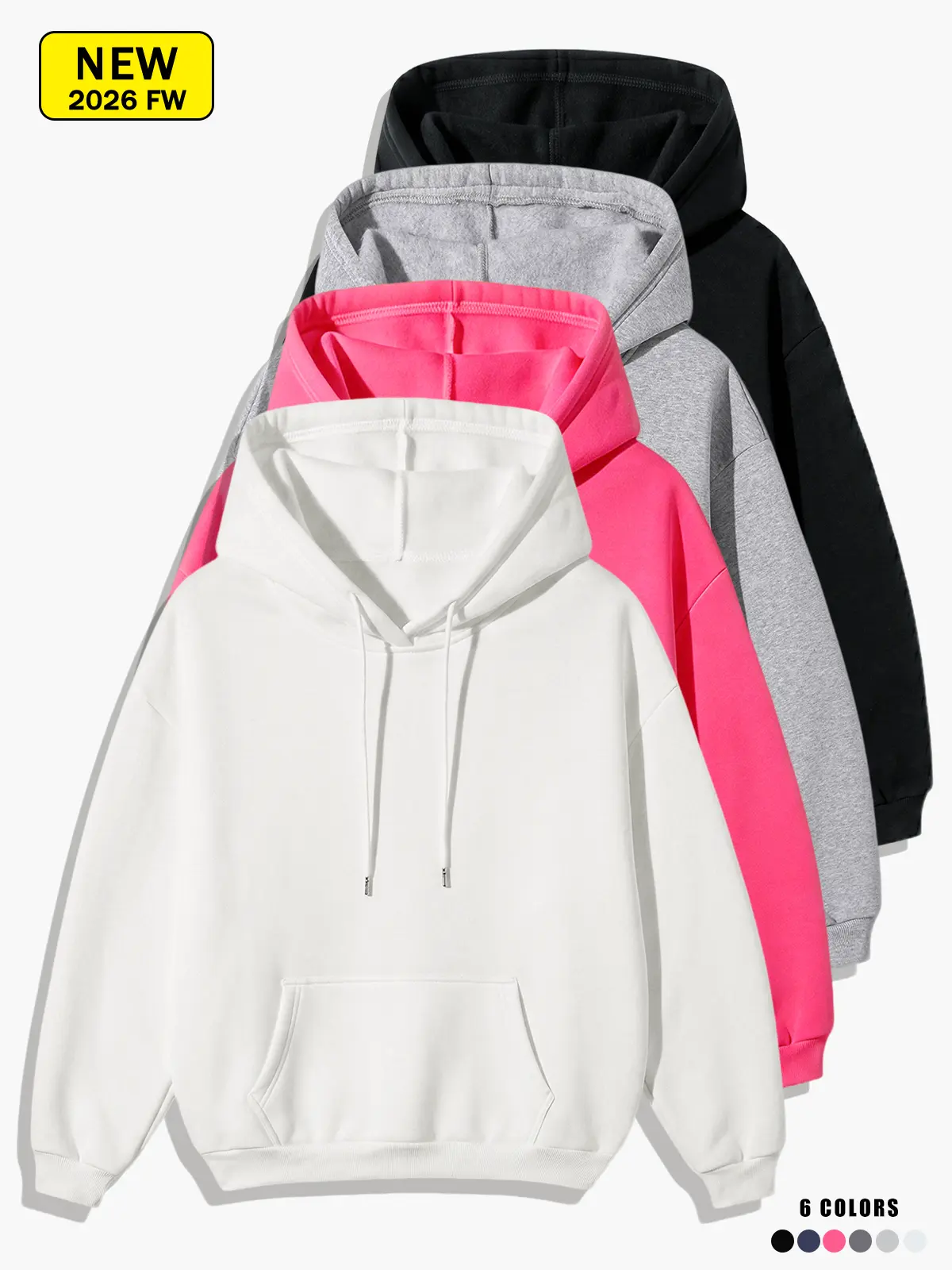 Unisex Oversized Pullover Hoodie, Solid Color Loose Fit Long Sleeve Kangaroo Pocket Plain Hooded Sweatshirt, Casual Daily Streetwear Top for Men Women