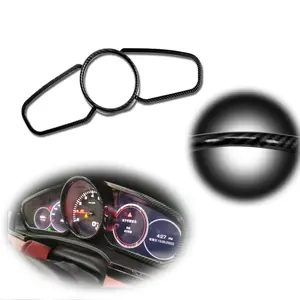3pcs Black Carbon Fiber Style Red Dashboard Instrument Panel Decoration Stickers Trims For Porsche Cayenne Panamera Car Accessories
