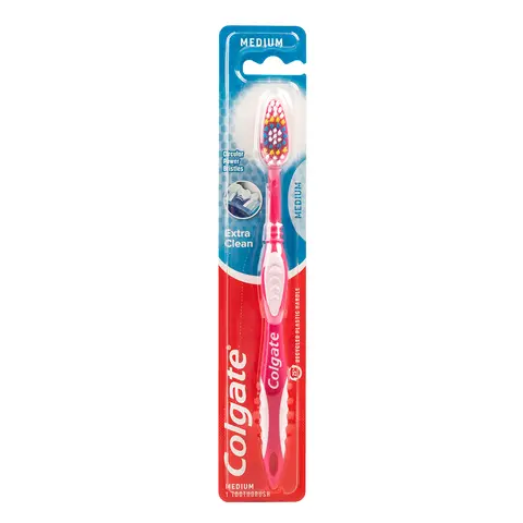 Colgate Extra Clean Full Head Medium Toothbrush, 1ct - Oral Care Tool with Cleaning Tip, Cleans Between Teeth, Helps Lift Tooth Stains