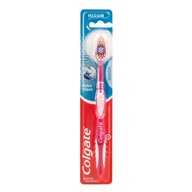 Colgate Extra Clean Full Head Medium Toothbrush, 1ct - Oral Care Tool with Cleaning Tip, Cleans Between Teeth, Helps Lift Tooth Stains