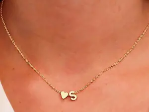Necklace Heart Letter Charm Womens
