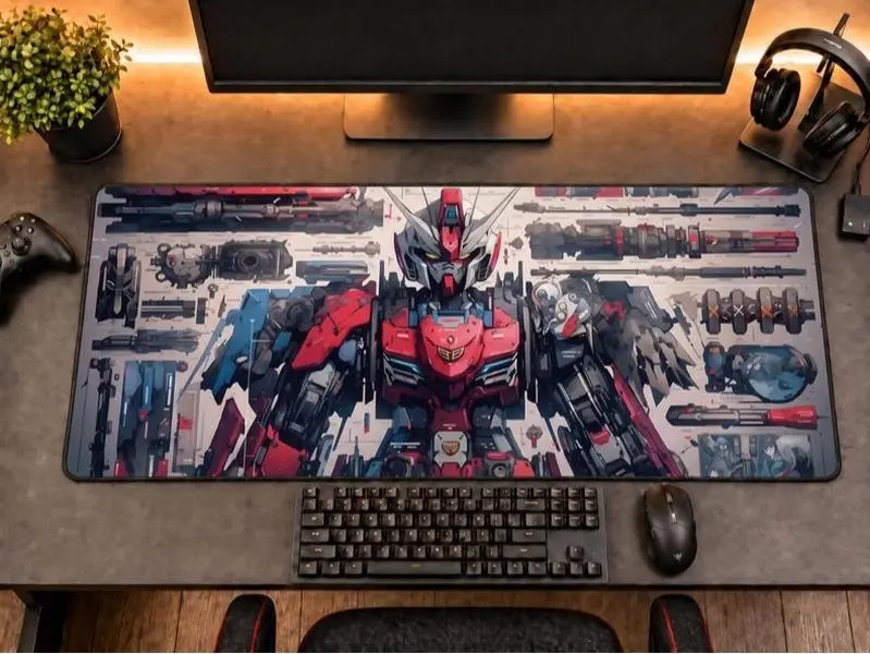 [Sale Up to 65% Off][Free Shipping] Gundam Anime Mouse Pad, Mecha Warrior Gaming Desk Mat, Large Keyboard Pad, Japanese Robot Gamer Gift, Otaku Desk Decor
