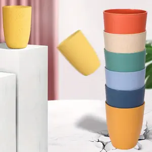 6pcs Wheat Straw Cups, Unbreakable, Lightweight and stackable, Dishwasher Safety | Plastic, Drinkware Water Cups | 10.84 Ounces