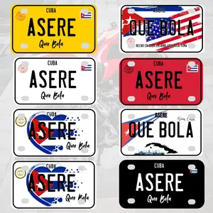 ASERE Decorative Motorcycle Plate 7x4 Inches with Cuban Design, Corrosion-Resistant Aluminum, Ideal for Motorcycles & Scooters