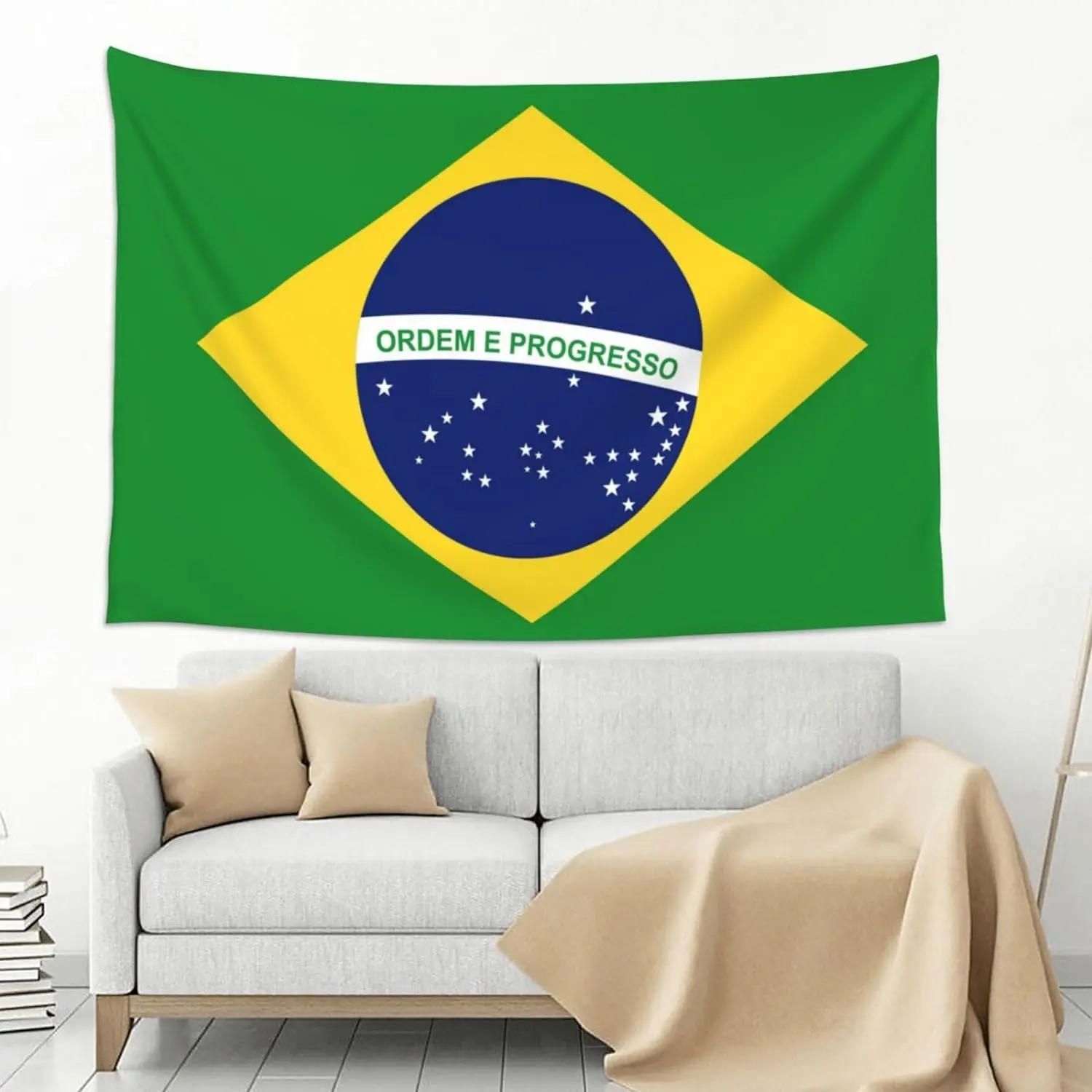 Vintage Brazil Flag Print Durable Decorative Tapestry - 60x40 in Lightweight Synthetic, Hand Wash Safe Home Decor for Indoor/Outdoor Bedroom, Living Room