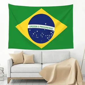 Vintage Brazil Flag Wall Hanging Tapestry 60x40 Inch Brazil Flags Wall Hanging Tapestry for Bedroom Living Room Dorm
