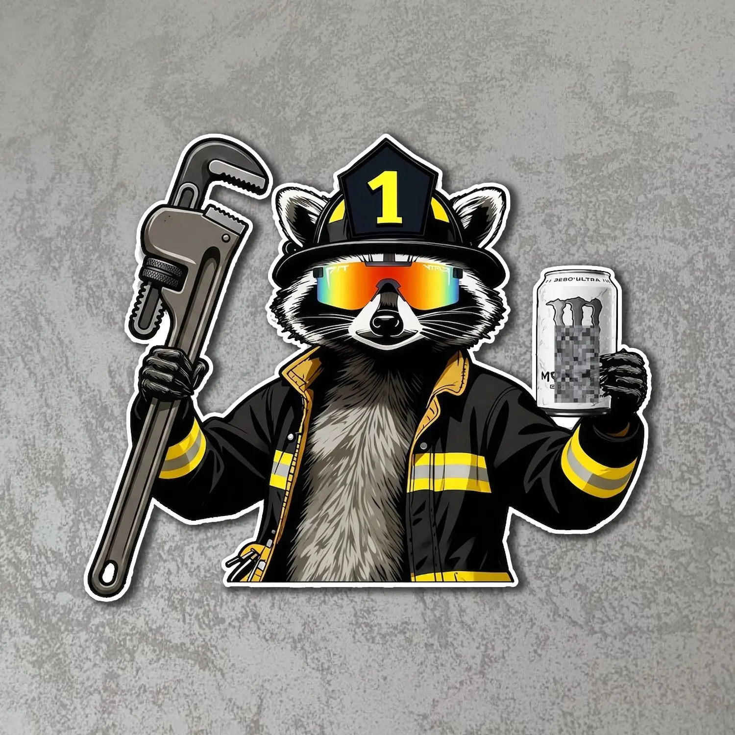 Trash Panda Firefighter Raccoon Funny Vinyl Sticker Cool Animal Decal for Car Laptop Water Bottle Humor Design