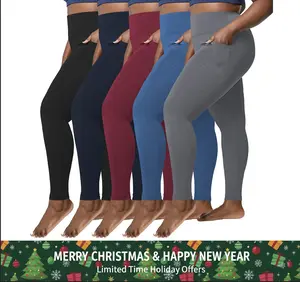 3PCS And5PCS Soft Leggings for Women High Waisted Tummy Control with Pockets  Workout Yoga High Waisted The Hugger Legging Gym Sports Tight Stylish Activewear