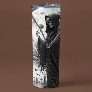 Grim Reaper Tumbler - Insulated Stainless Steel Mug with Lid and Straw