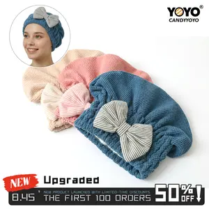 Candy YoYo3PC Ultra Soft Microfiber Hair Towel Caps Set, Super Absorbent & Fast-Drying Turban for Wet Hair Women, Fast Drying Hair Drying Caps Towel Turban Wrap Hair Bonnet Light Shiny Spring Statements