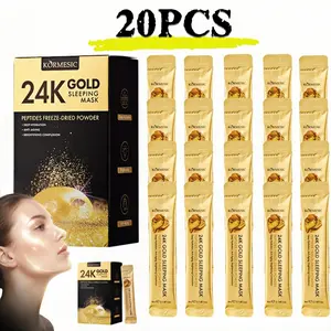 20pcs 24K Gold Peptide Overnight Sleep Mask | Hydrating Brightening Leave-On Mask for Radiant, Plump & Youthful-Looking Skin | Perfect Holiday Gift for Thanksgiving, Christmas & Valentine’s Day Skincare Present Radiance Storage Firming