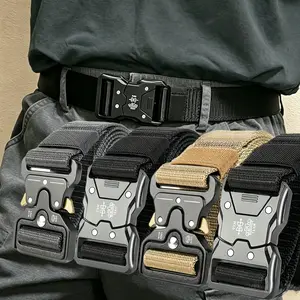 4-Pack Men’s Canvas Belts, Tactical Belts with Plastic Buckles – Breathable and Durable, Suitable for Outdoor Activities and Work, Ideal Gift, Provides Waist Support, Adjustable Size | Sturdy Plastic Buckle