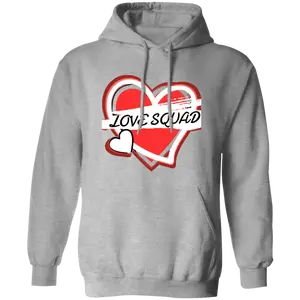 Love Squad Gildan Pullover Hoodie - Unisex Medium 8 oz Cotton Polyester Blend with Two-ply Hood & Pouch Pocket