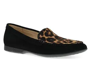Dansko Lorri Black/Leopard Suede Loafer