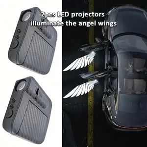 Wing Shaped Universal Car Door Lights without Battery, 2 Counts Car Door Ambient Light, Auto Sensor Door Projection Welcome Courtesy Wireless LED Light for Decoration, Car Lighting Accessories