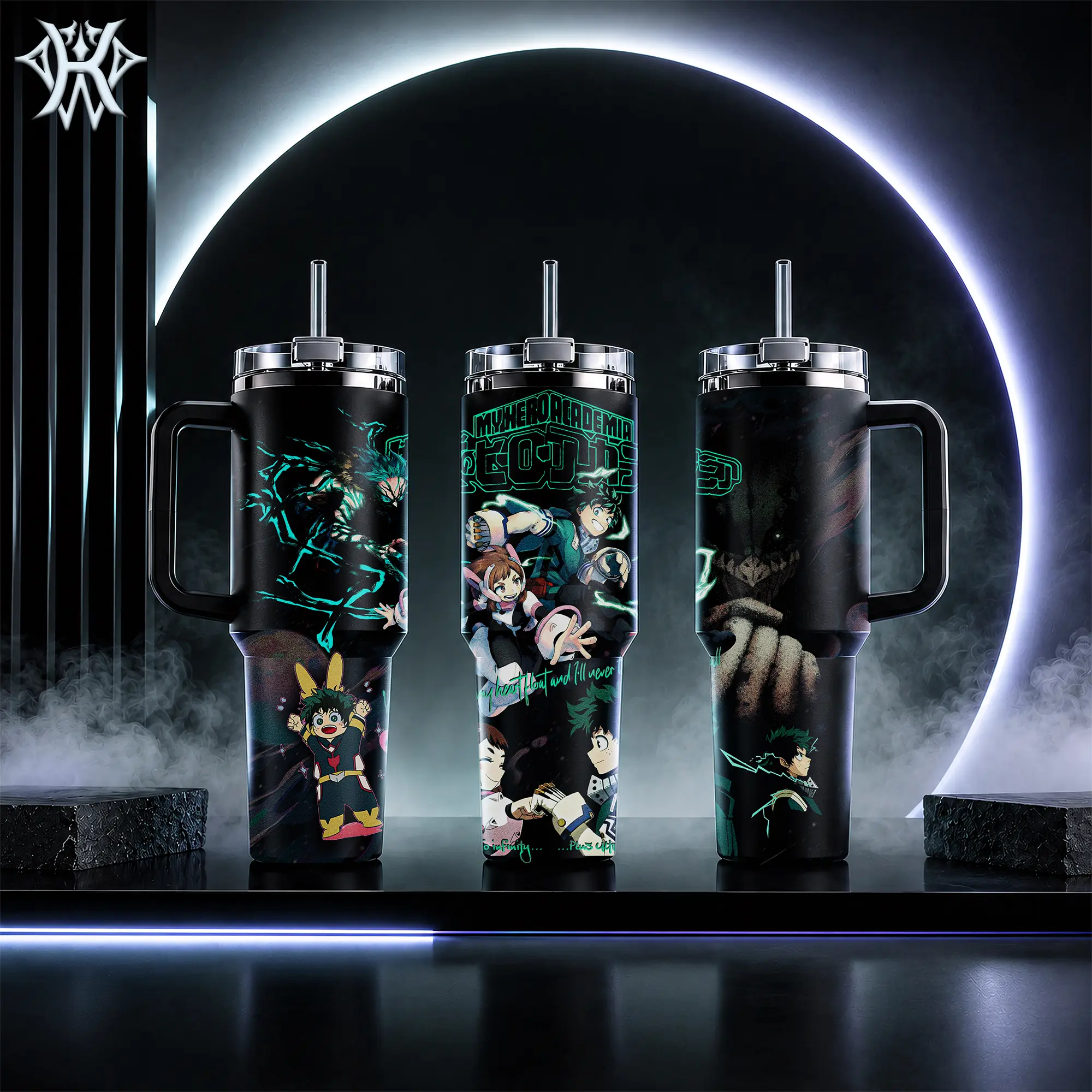 My Hero Academia Deku Uraraka 40oz Tumbler with Handle & 20oz Mug, MHA Anime Merch Insulated Stainless Steel Travel Cup, Gift for Fans, Leakproof Water Bottle with Straw, Keeps Cold & Hot Aesthetic