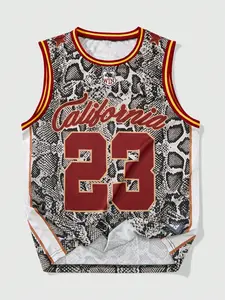 1 PC Men's Basketball Jersey California Number 23 Print Camo Mesh Tank Top Sleeveless Retro Streetwear Breathable Vest For Outdoor Sports