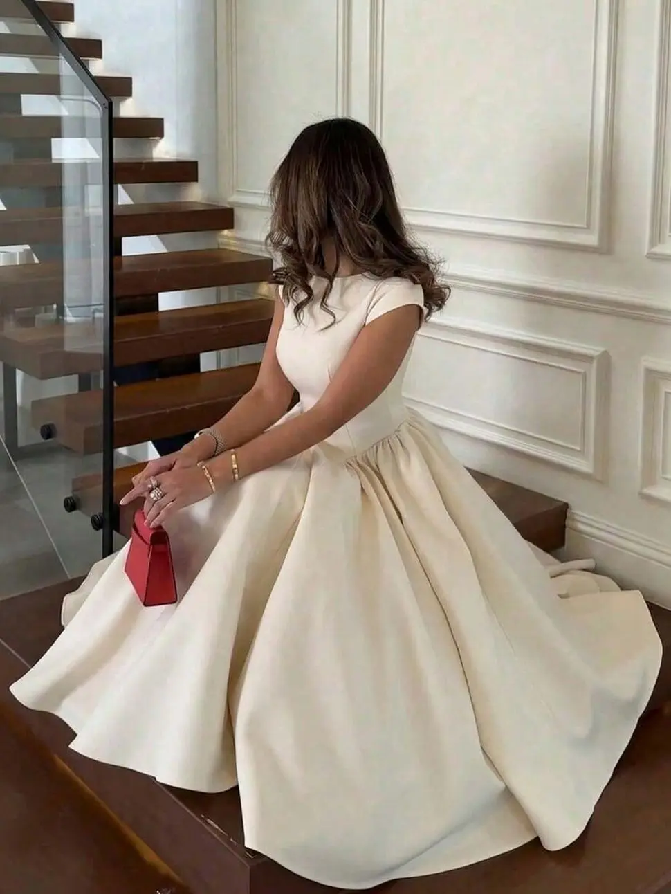 ✨ Women's Elegant Pleated Maxi Dress, Short Sleeve Flared Dress For Office, Vacation And Evening Parties.