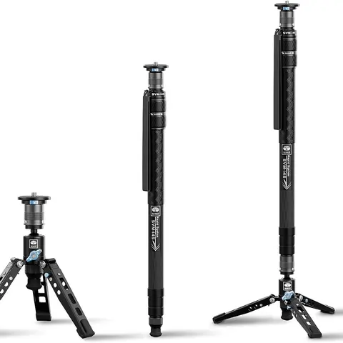 SIRUI SVM-145 Rapid Monopod with Feet, 57” Professional Carbon Fiber Camera Monopod, One-Step Rapid Height Adjustment, Lightweight Travel for DSLR Camera, Modular 3 in 1, Max Load 22lbs