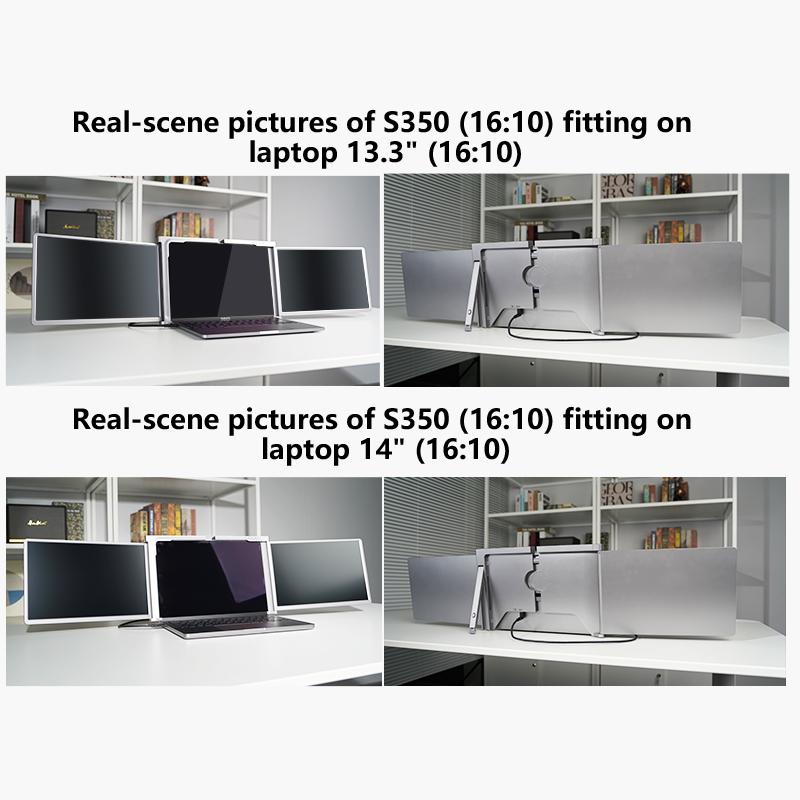 S350 Laptop Monitor Extender, 13.3" IPS Panel 1920x1200 FHD 1200P 60Hz Display, 1-Cable USB-C/USB-A External Monitor for Laptop Work, 1-Cable Easy Installation, Driver-Required First Setup, Compatible with Windows & Mac
