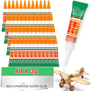 48 X 3g Super Glue Clear,  Adhesive,Super Glue Fast Drying Cyanoacrylate Glue for ,Rubber,Leather, Plastic, Metal, Rhinestone , DIY Crafts and More