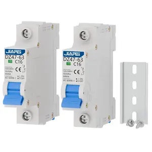 2 Pack Miniature Circuit Breaker, 1 Pole 16 Amp, 120V/240V AC, Thermal Magnetic Trip MCB C16, DIN Rail Mount