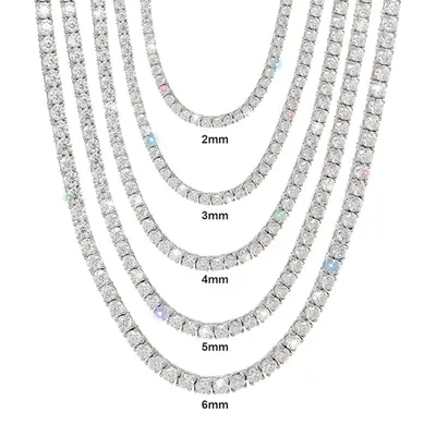 Micro Tennis Moissanite Necklace for Women 1mm TikTok Shop