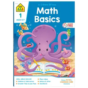 School Zone - Math Basics 1 Workbook - 64 Pages, Ages 6 to 7, 1st Grade, Numbers 1-100, Identifying Numbers, Skip Counting, and More (School Zone I Know It!® Workbook Series) Paperback – July 18, 2019