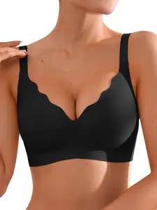 DEANGELMON Seamless Wireless Bra for Women with Support - No Underwire Full Coverage Push Up Comfort Bras - Back Fat Smo othing Bralettes jelly bra soft support Jelly Strip