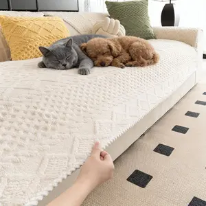 Soft Fabric Cat & Dog Friendly Sofa Cover Universal Fit for 1/2/3/4 Seat Sofas Non-Slip Slipcover Comfortable Towel Pet Friendly Easy to Use Machine Washable couch covers for sofa