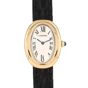 Pre-owned Cartier 18K Yellow Gold (Au750) Small Leather Goods Baignoire 1920 Yellow Gold Watch