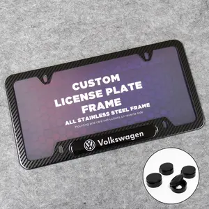 Front or Rear Carbon Fiber Texture License Plate Frame Protect Cover Fit Volkswagen Decorate Accessories Gifts